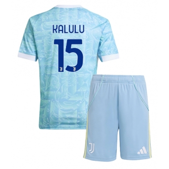 Billige Fotballdrakt Juventus Pierre Kalulu #15 Replika Bortedraktsett Barn 2025-26 Kortermet (med bukser)